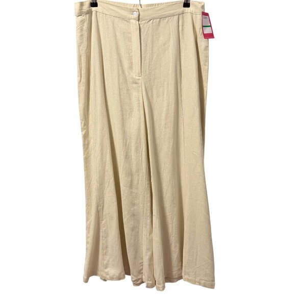 Vince Camuto Ivory Linen Blend Wide Leg Pants Size L  pants. NWT - Picture 3 of 12